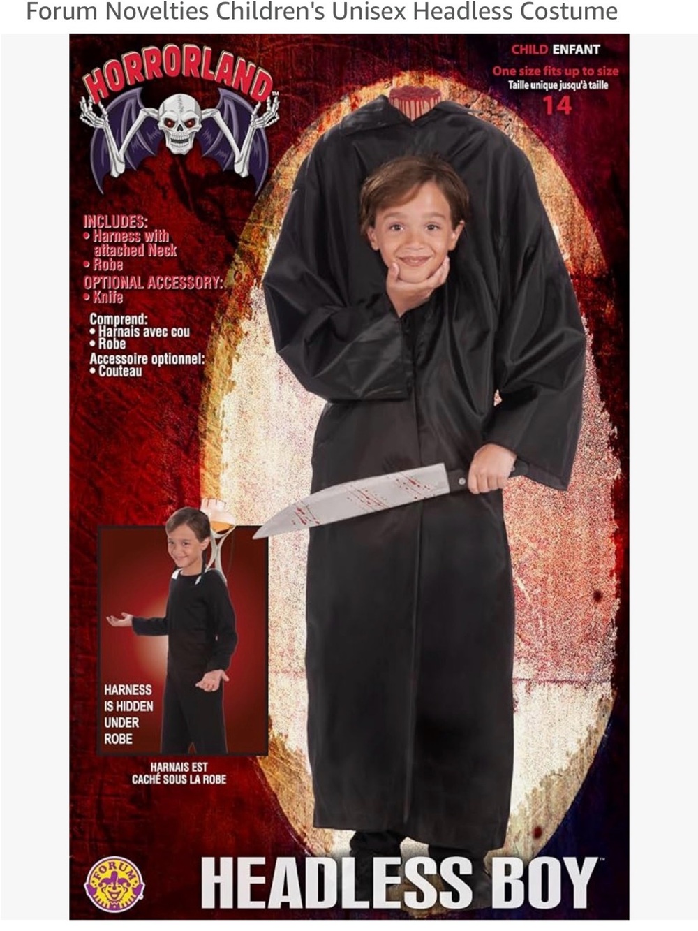 Headless Boy Kids Costume - Black